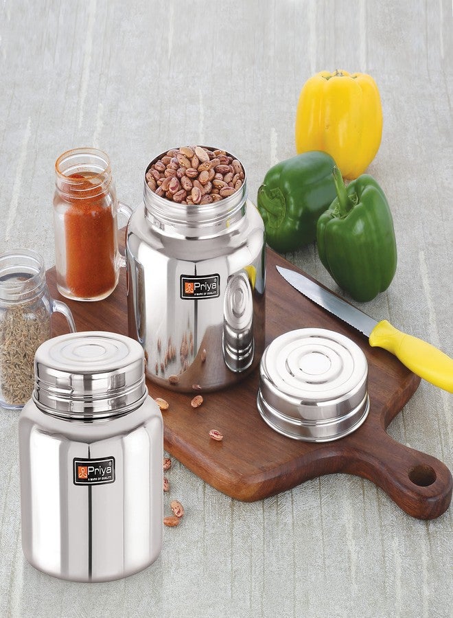 Priya Stainless Steel Jar/Dabba/Canister for Kitchen Storage - Set of 2, 1450ml Each, Thread Style Fitting, Airtight, Rust-Resistant, Durable Containers for Spices, Grains, Snacks - Silver Finish - Image 3